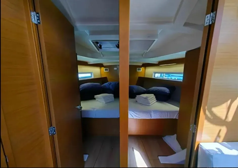 Cabin on AF-SO440N, a Jeanneau Sun Odyssey 440 sailboat at Athens, Greece