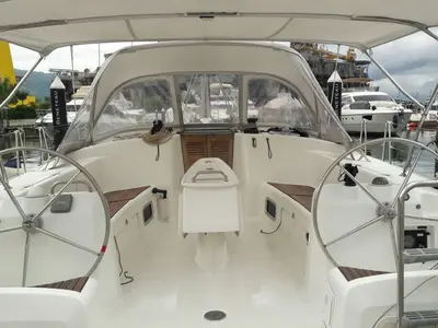 Cockpit of Bycangra, a Beneteau Cyclades 50.4 sailboat at Angra dos Reis, Brazil