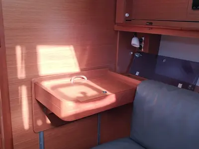 Cabin on Catch The Wind, a Dufour 460 GL sailboat at Figari/Golfo Aranci, Italy