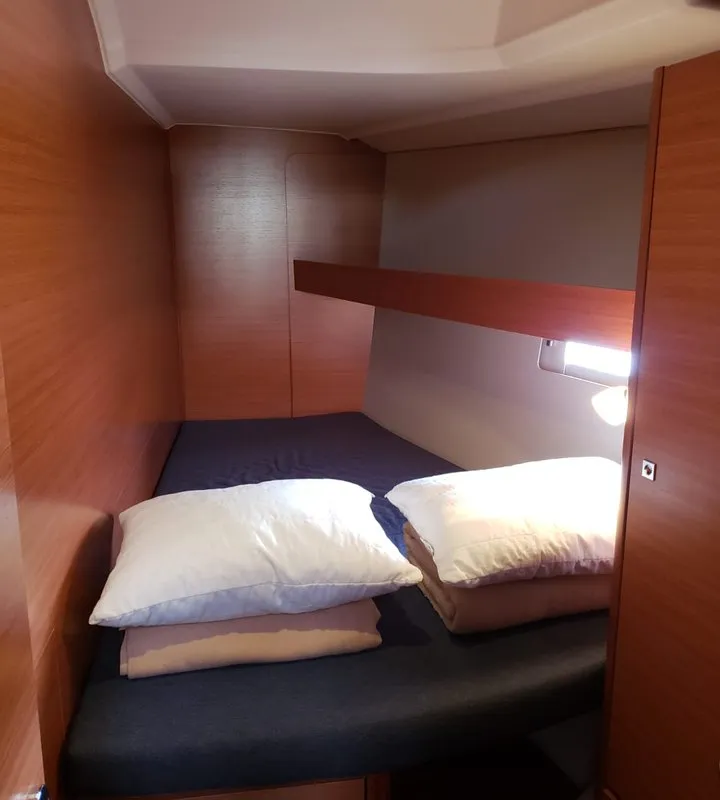 Cabin on Catch The Wind, a Dufour 460 GL sailboat at Figari/Golfo Aranci, Italy