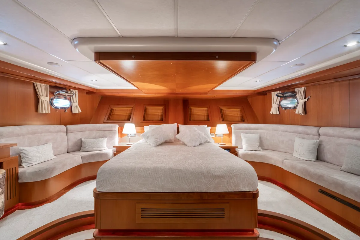 Cabin on Arabella, a Custom Made Arabella motor yacht at Bodrum, Turkey