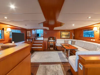 Salon of Arabella, a Custom Made Arabella motor yacht at Bodrum, Turkey