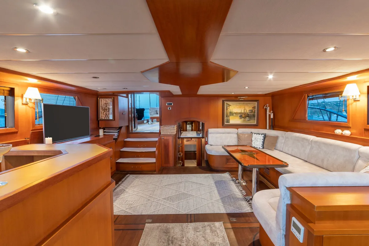 Salon of Arabella, a Custom Made Arabella motor yacht at Bodrum, Turkey