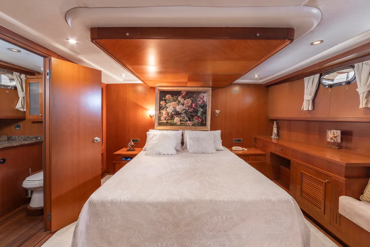 Cabin on Arabella, a Custom Made Arabella motor yacht at Bodrum, Turkey