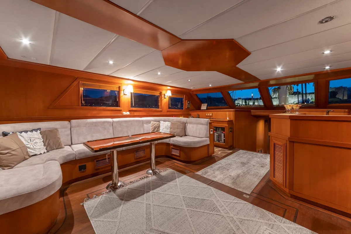 Salon of Arabella, a Custom Made Arabella motor yacht at Bodrum, Turkey