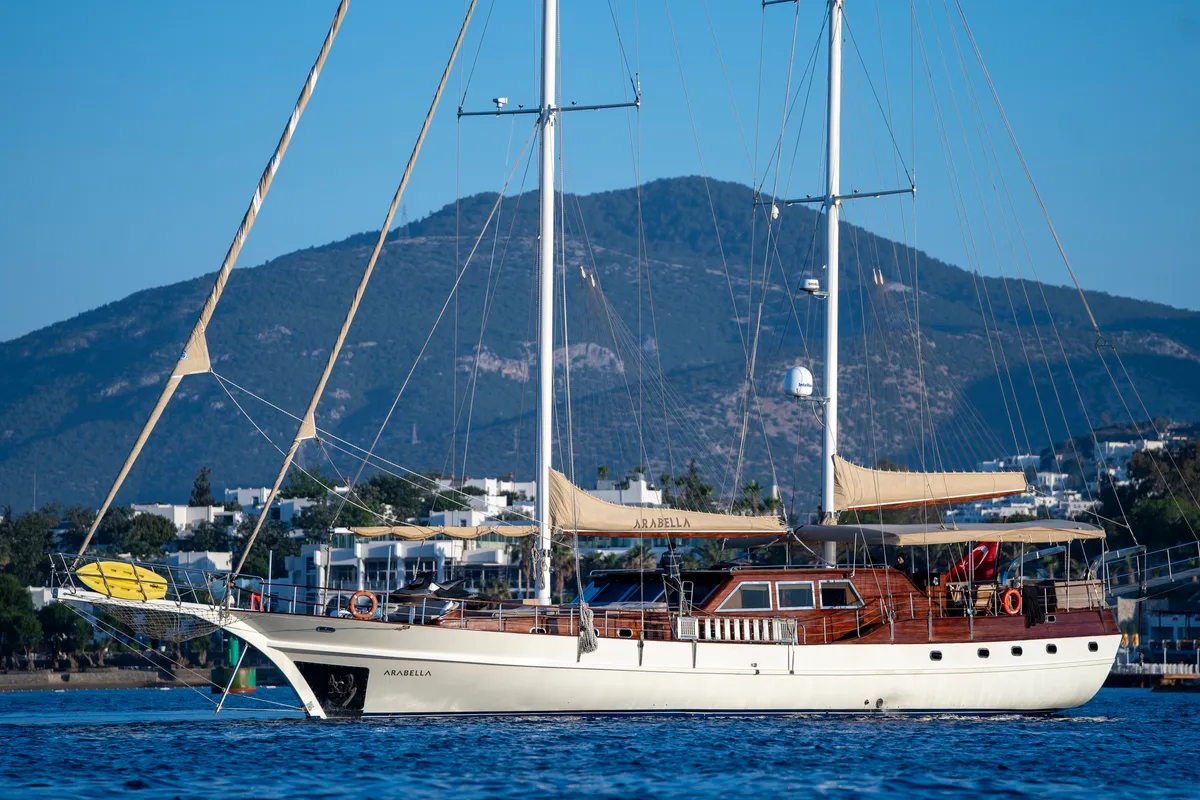 Exterior view of Arabella, a Custom Made Arabella motor yacht at Bodrum, Turkey