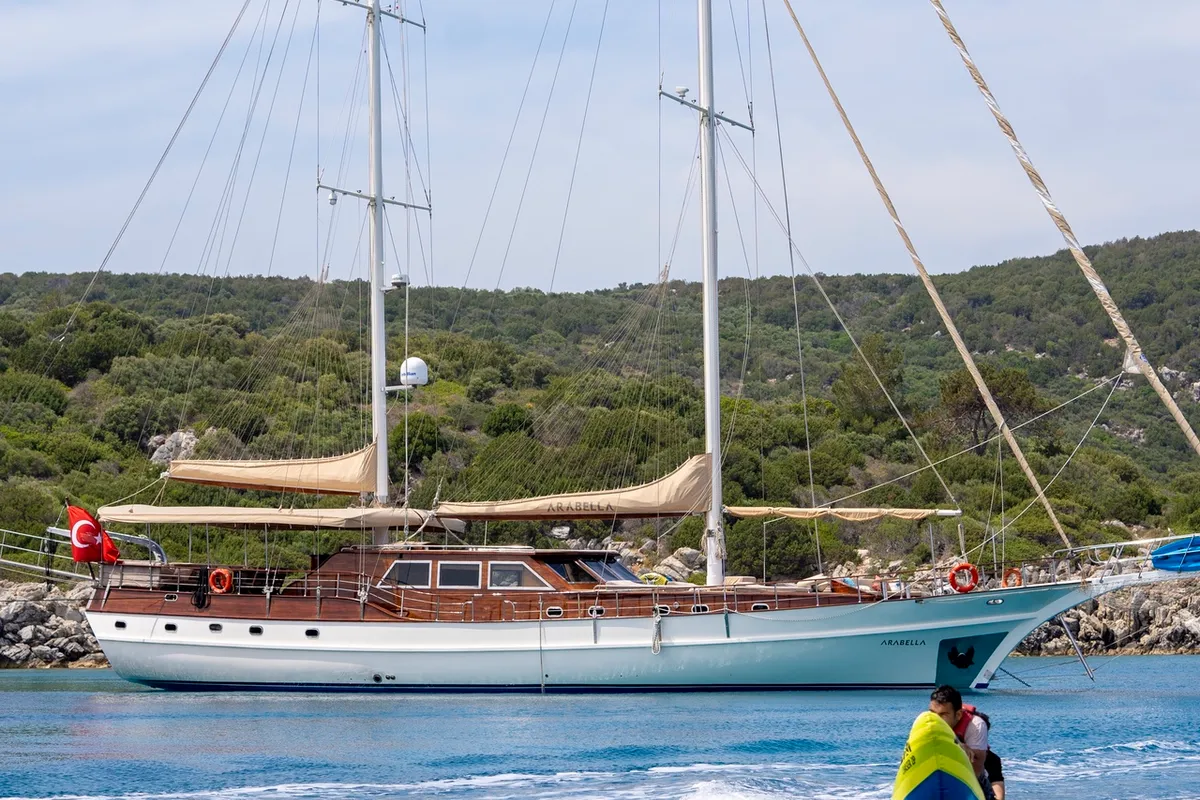 Exterior view of Arabella, a Custom Made Arabella motor yacht at Bodrum, Turkey