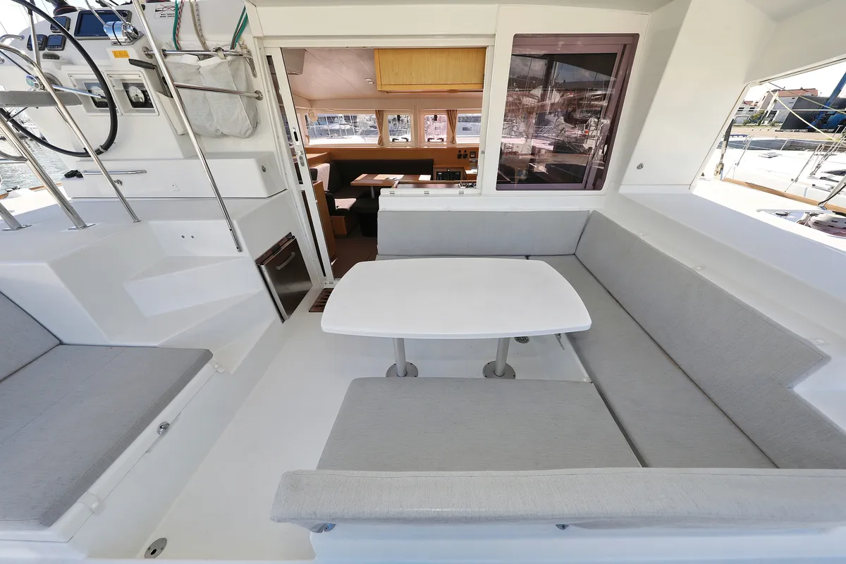 Deck of Maja V, a Lagoon 400 S2 catamaran at Općina Sukošan, Croatia