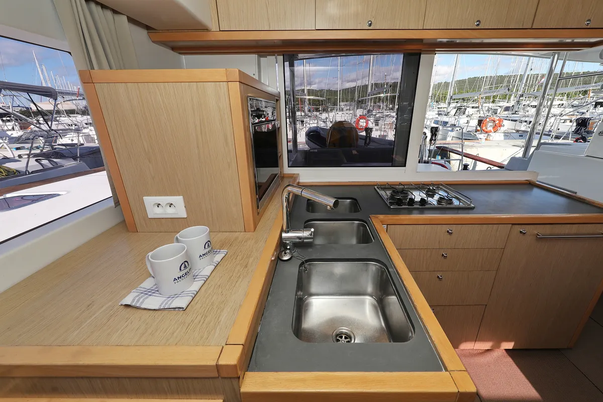 Galley of Maja V, a Lagoon 400 S2 catamaran at Općina Sukošan, Croatia