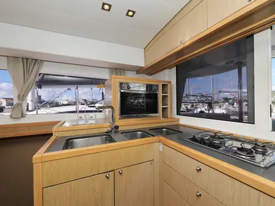 Galley of Maja V, a Lagoon 400 S2 catamaran at Općina Sukošan, Croatia