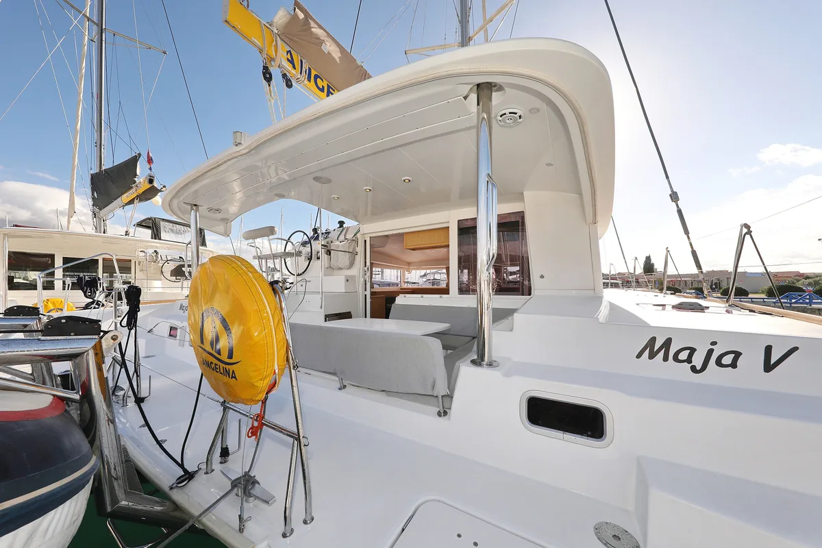 Deck of Maja V, a Lagoon 400 S2 catamaran at Općina Sukošan, Croatia