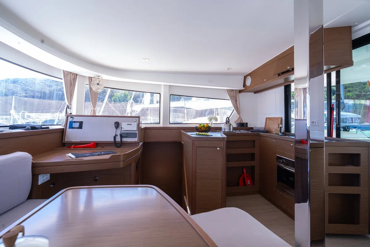 Salon of Fleur de Sel, a Lagoon 42 catamaran at Grad Pula, Croatia
