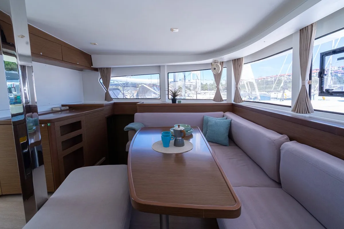 Salon of Fleur de Sel, a Lagoon 42 catamaran at Grad Pula, Croatia