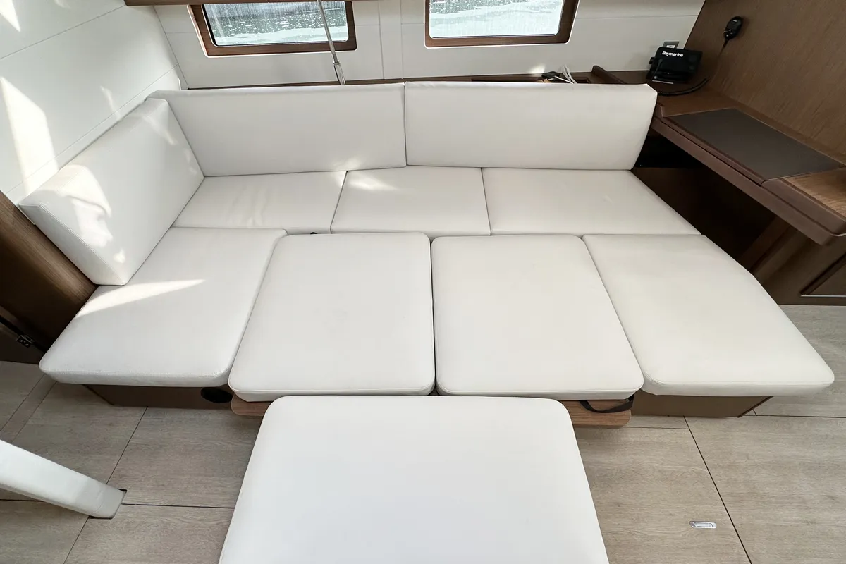 Salon of Sophia, a Beneteau Oceanis 46.1 sailboat at Palma de Mallorca, Spain