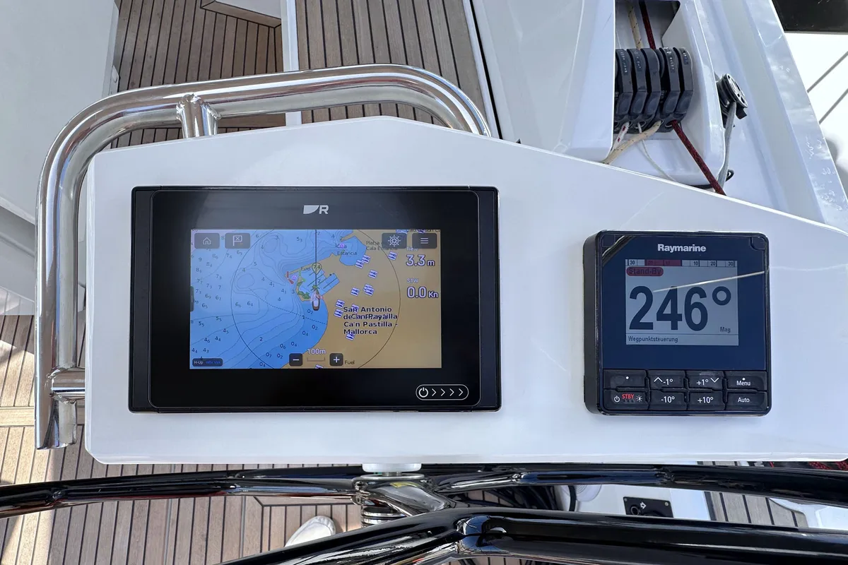 Cockpit of Sophia, a Beneteau Oceanis 46.1 sailboat at Palma de Mallorca, Spain