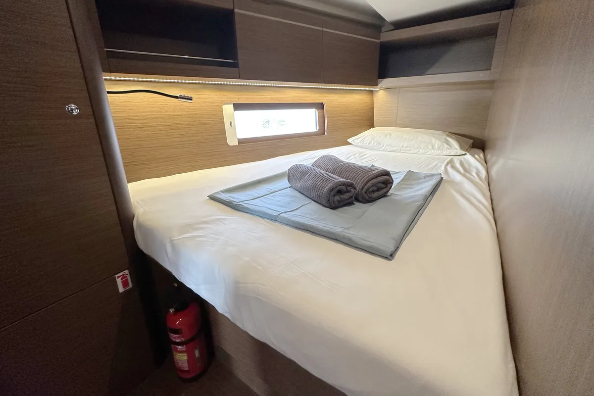 Cabin on Sophia, a Beneteau Oceanis 46.1 sailboat at Palma de Mallorca, Spain