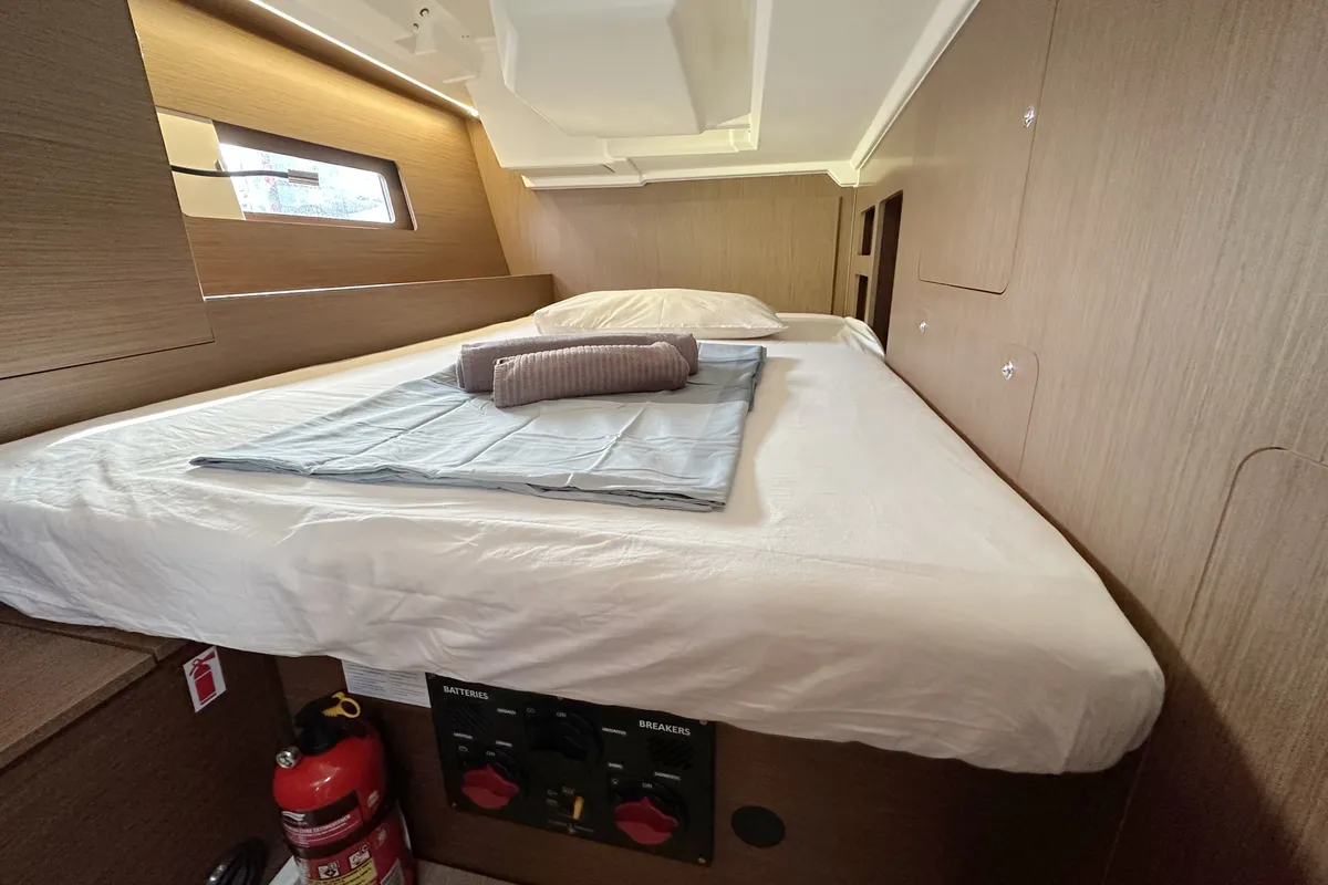 Cabin on Sophia, a Beneteau Oceanis 46.1 sailboat at Palma de Mallorca, Spain