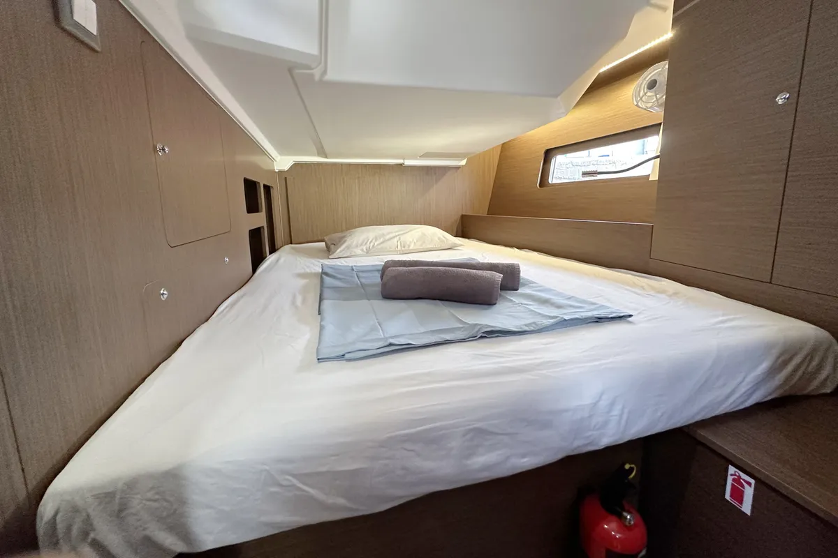 Cabin on Sophia, a Beneteau Oceanis 46.1 sailboat at Palma de Mallorca, Spain