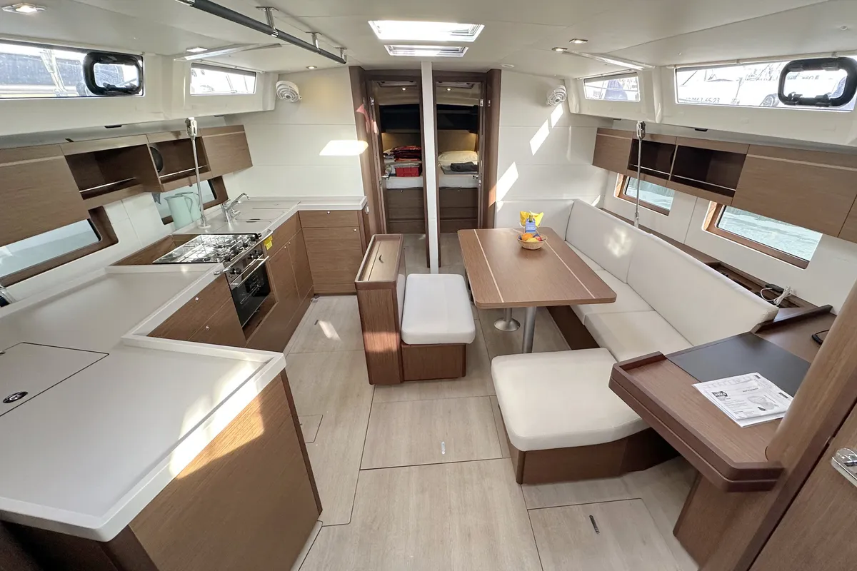 Salon of Sophia, a Beneteau Oceanis 46.1 sailboat at Palma de Mallorca, Spain