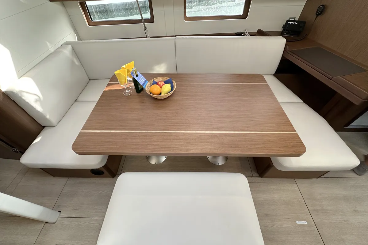 Salon of Sophia, a Beneteau Oceanis 46.1 sailboat at Palma de Mallorca, Spain