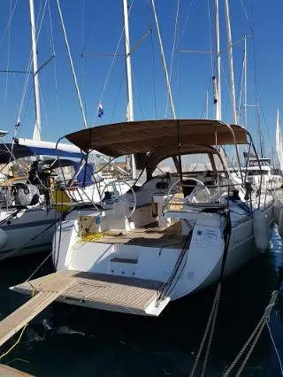 Cockpit of Lasta, a Elan Impression 45 sailboat at Grad Šibenik, Croatia