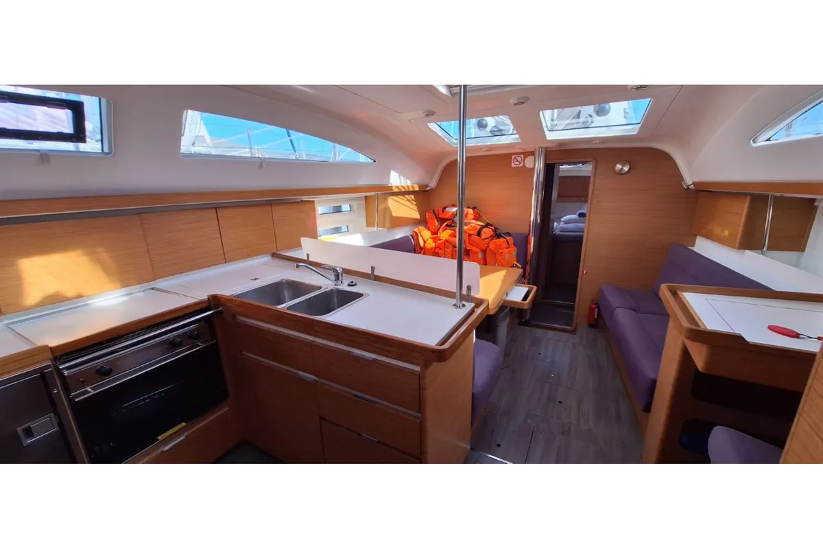 Galley of Lasta, a Elan Impression 45 sailboat at Grad Šibenik, Croatia