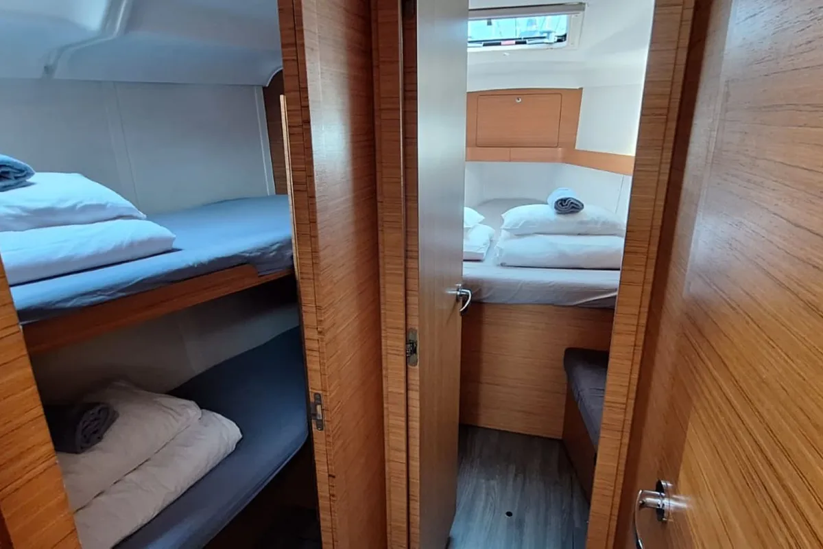 Cabin on Lasta, a Elan Impression 45 sailboat at Grad Šibenik, Croatia