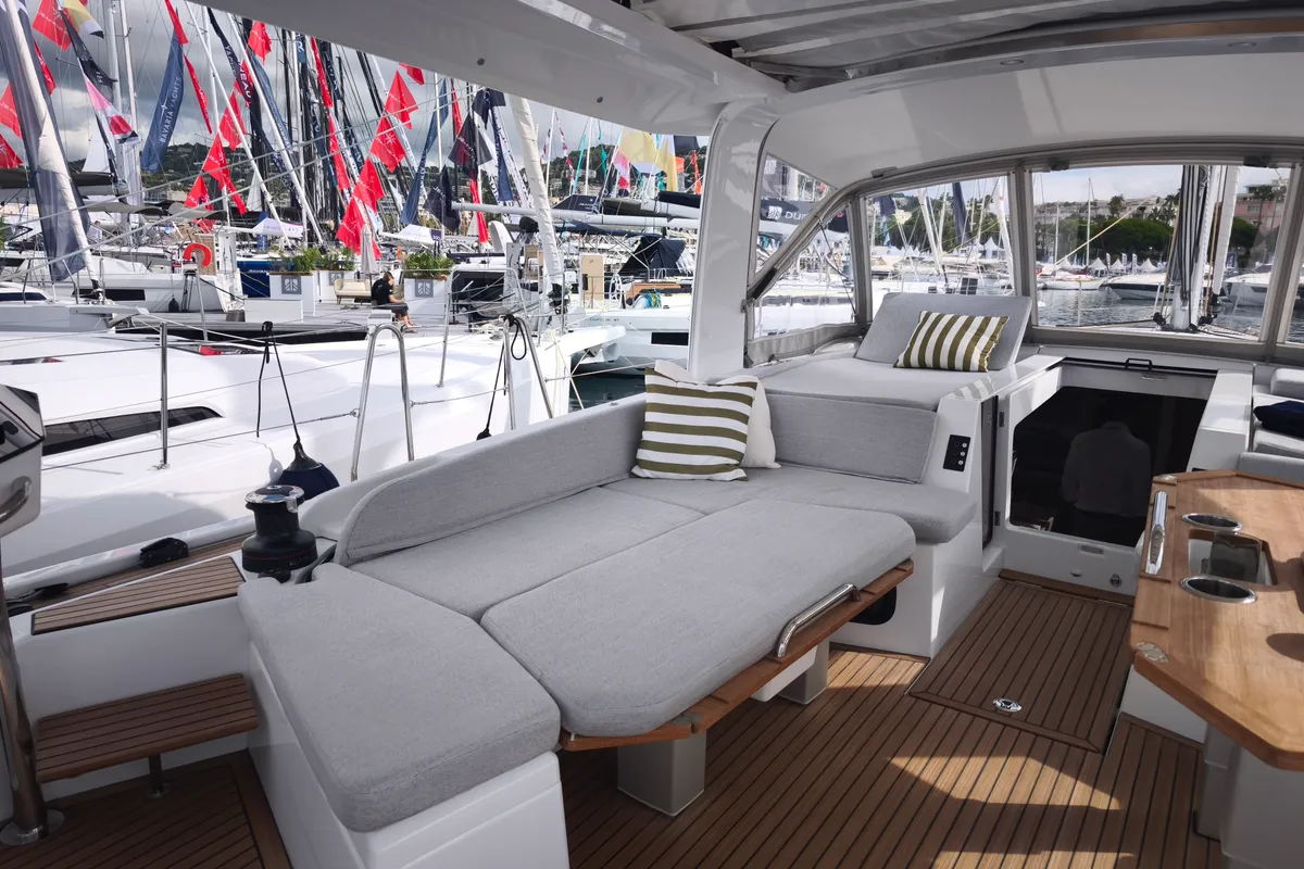 Deck of Beneteau Oceanis 52, a sailboat at Athens, Greece