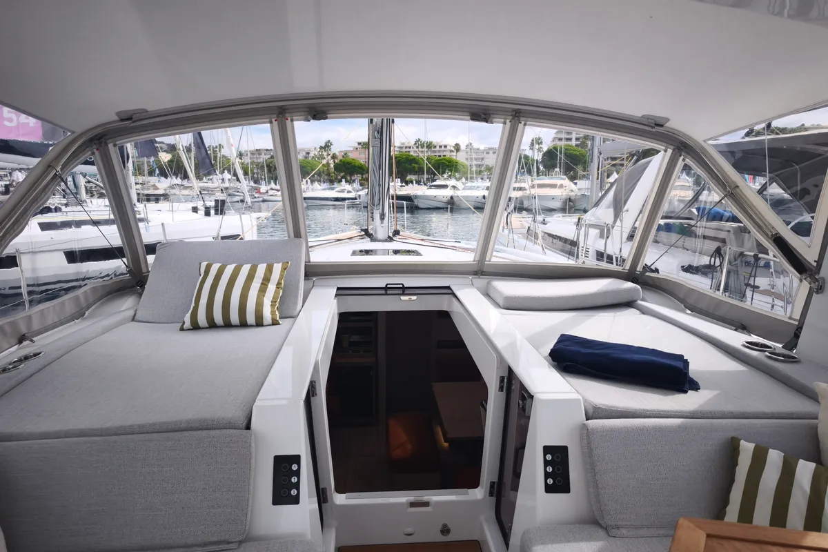 Deck of Beneteau Oceanis 52, a sailboat at Athens, Greece