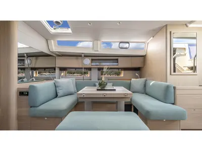 Salon of Beneteau Oceanis 52, a sailboat at Athens, Greece