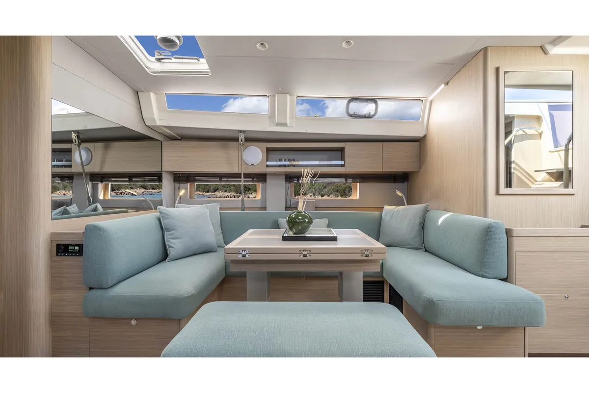 Salon of Beneteau Oceanis 52, a sailboat at Athens, Greece