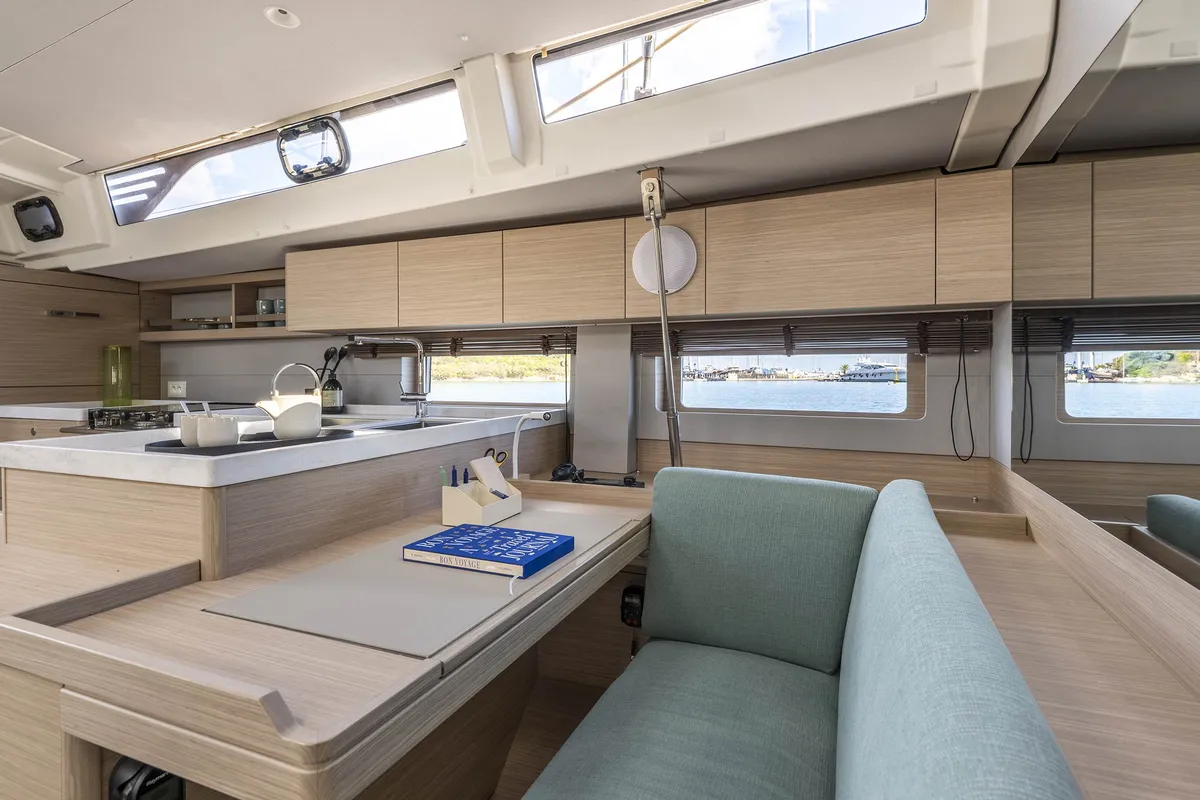 Salon of Beneteau Oceanis 52, a sailboat at Athens, Greece