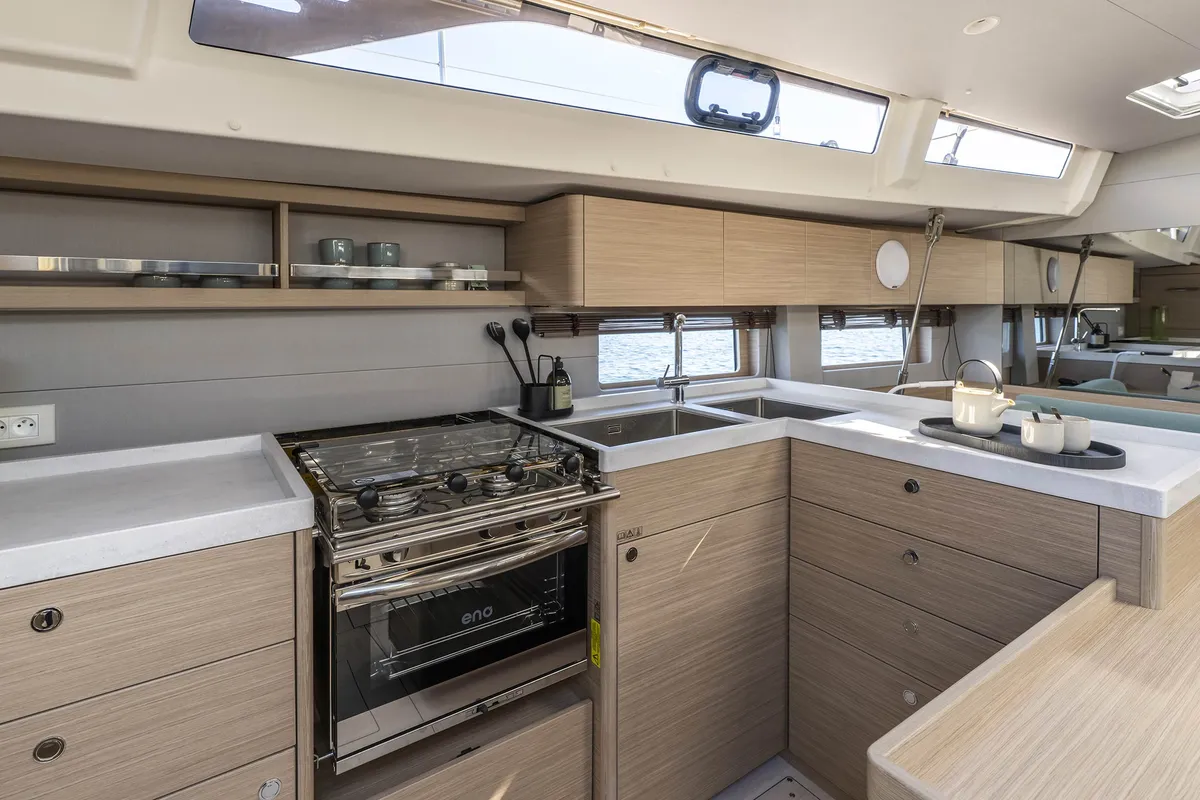 Galley of Beneteau Oceanis 52, a sailboat at Athens, Greece