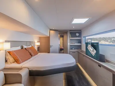Cabin on OKINAWA, a Fountaine Pajot Samana 59 catamaran at Ajaccio, France