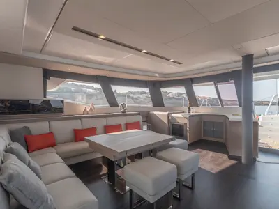 Salon of OKINAWA, a Fountaine Pajot Samana 59 catamaran at Ajaccio, France