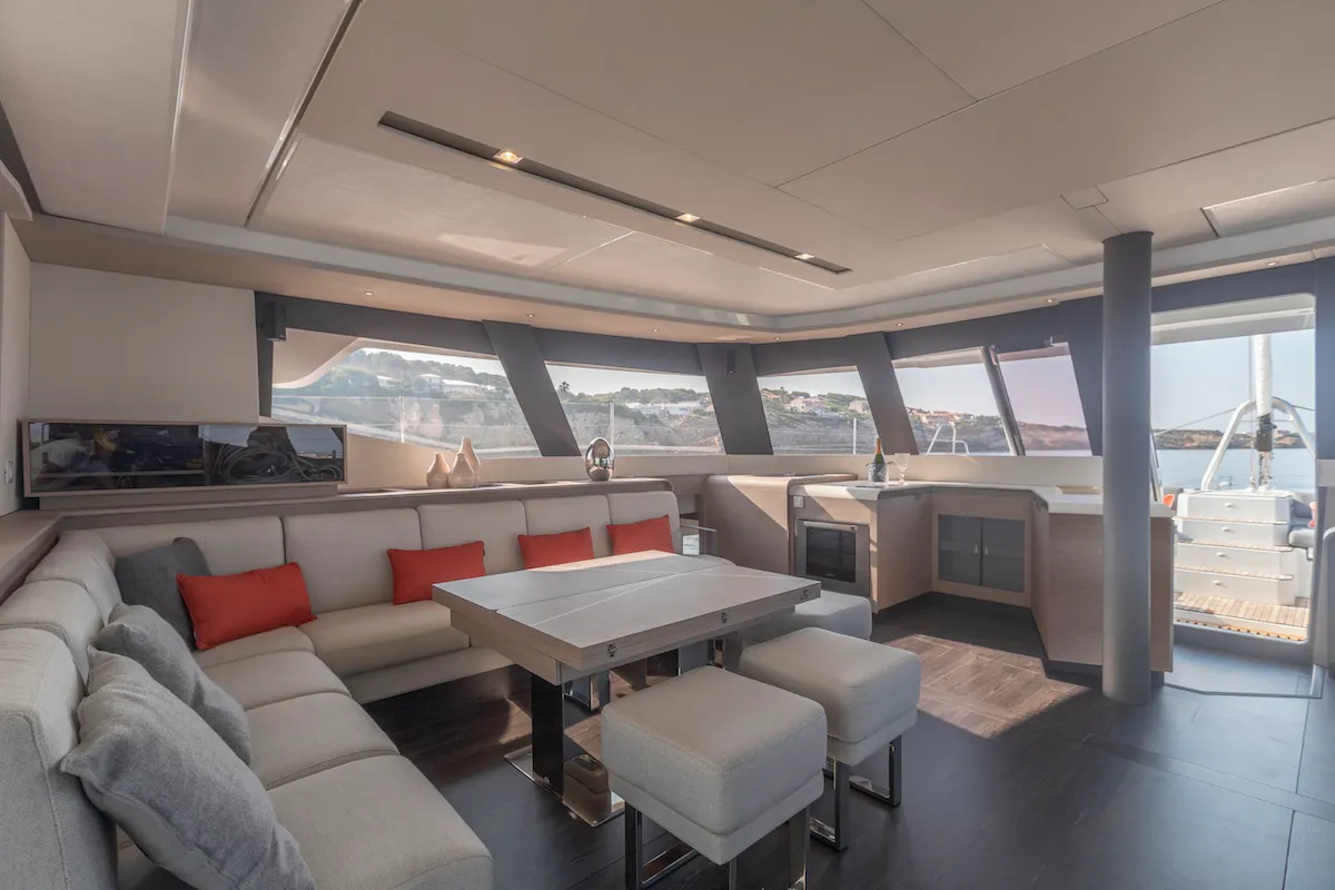 Salon of OKINAWA, a Fountaine Pajot Samana 59 catamaran at Ajaccio, France