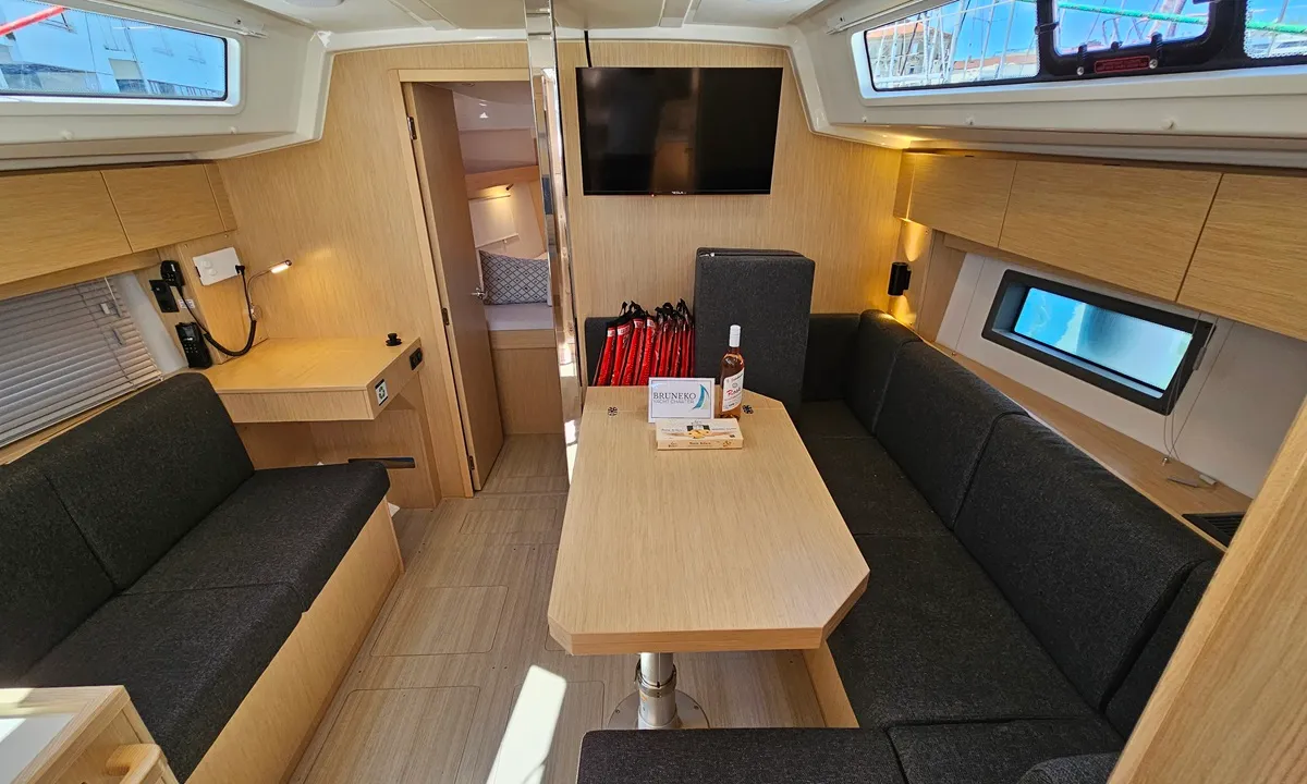 Salon of Euphoria, a Bavaria C38 sailboat at Zadar, Croatia