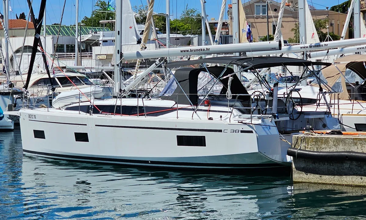 Exterior view of Euphoria, a Bavaria C38 sailboat at Zadar, Croatia