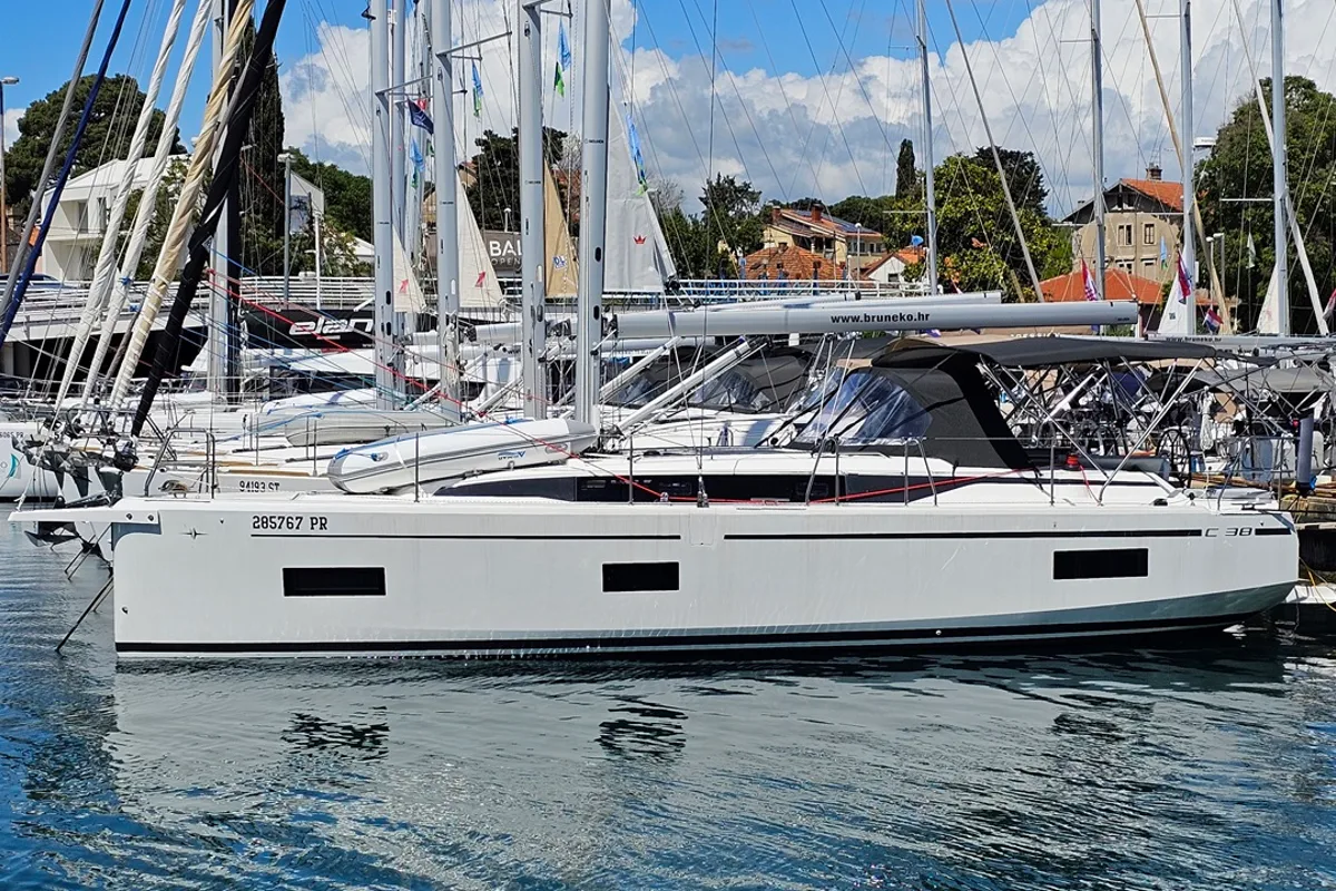 Exterior view of Euphoria, a Bavaria C38 sailboat at Zadar, Croatia