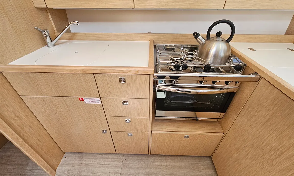 Galley of Euphoria, a Bavaria C38 sailboat at Zadar, Croatia
