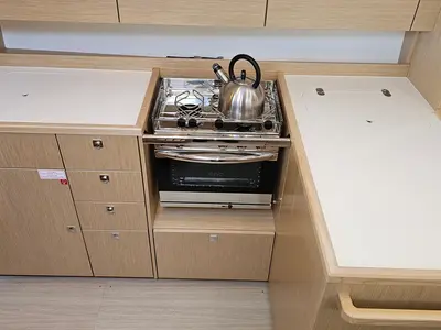 Galley of Euphoria, a Bavaria C38 sailboat at Zadar, Croatia