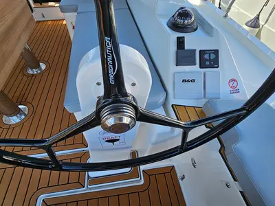Cockpit of Euphoria, a Bavaria C38 sailboat at Zadar, Croatia
