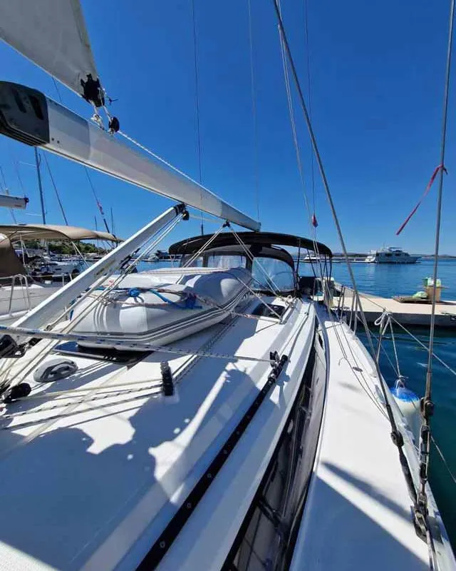 Deck of Polo, a Bavaria Cruiser 37 sailboat at Grad Pula, Croatia
