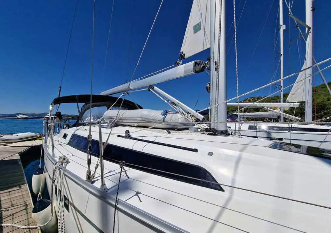 Exterior view of Polo, a Bavaria Cruiser 37 sailboat at Grad Pula, Croatia