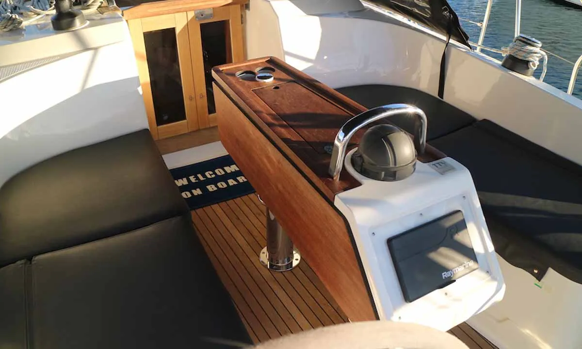 Cockpit of Polo, a Bavaria Cruiser 37 sailboat at Grad Pula, Croatia