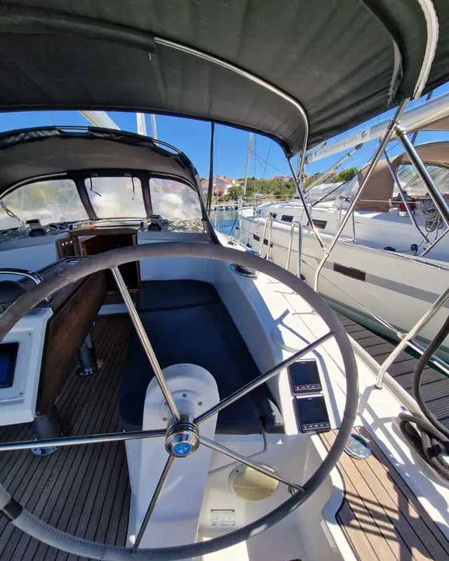 Cockpit of Polo, a Bavaria Cruiser 37 sailboat at Grad Pula, Croatia