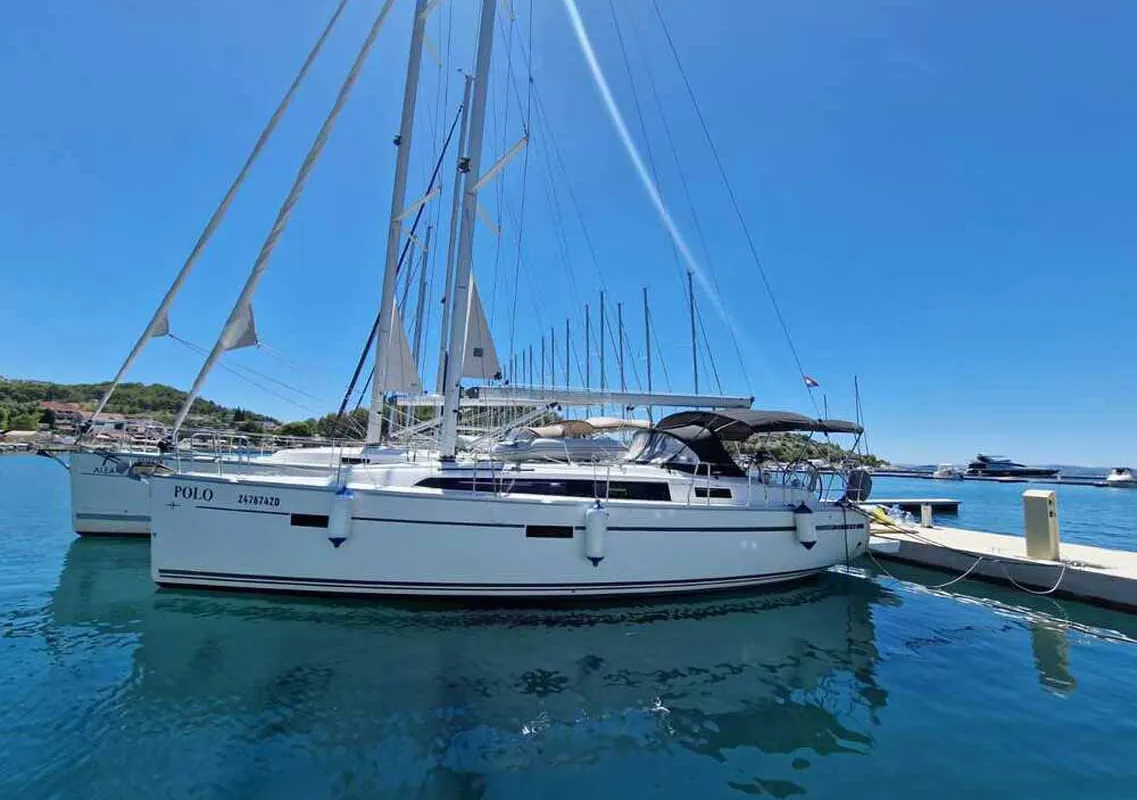Exterior view of Polo, a Bavaria Cruiser 37 sailboat at Grad Pula, Croatia