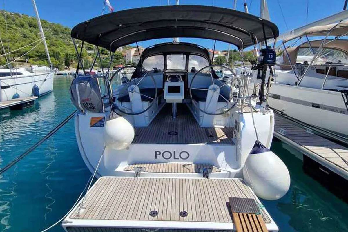 Exterior view of Polo, a Bavaria Cruiser 37 sailboat at Grad Pula, Croatia