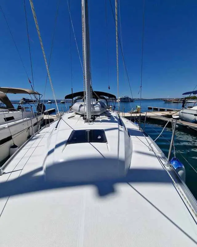 Deck of Polo, a Bavaria Cruiser 37 sailboat at Grad Pula, Croatia