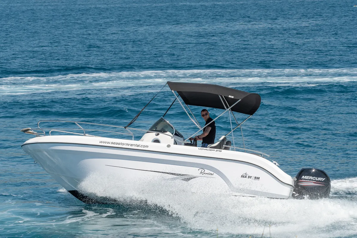 Exterior view of Ranieri 21, a Gulet Voyager 21 motorboat at Grad Trogir, Croatia